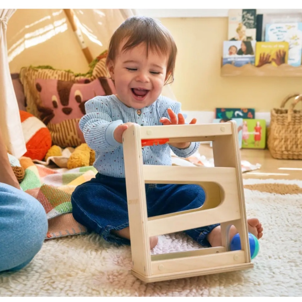 NWT Lovevery Wooden Drop & Roll Ramp With Ball (From Toddler Movement Mini Kit)